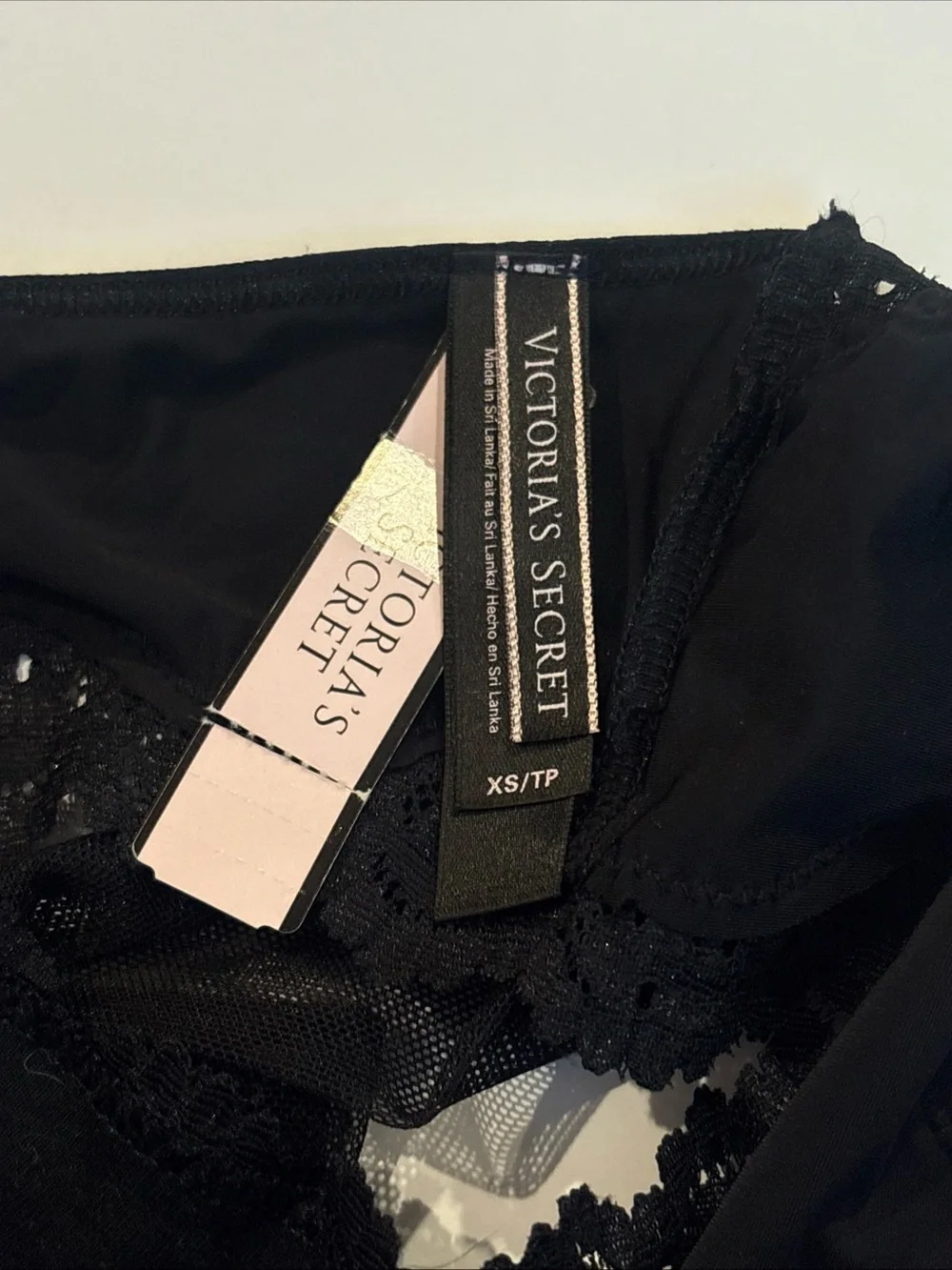 Victoria's Secret Very Sexy Lace-Trim Bow  Cheeky Panties Sz XS Black NEW